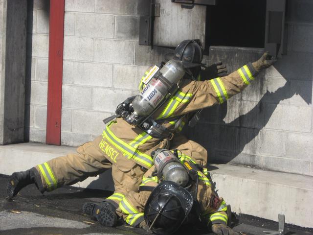 Lieutenant Bill Hensel after rescuing a downed firefighter.